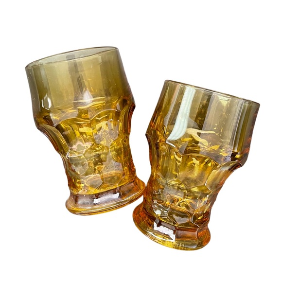 Anchor Hocking Other - Vintage Anchor Hocking Georgian Amber Honeycomb Glasses